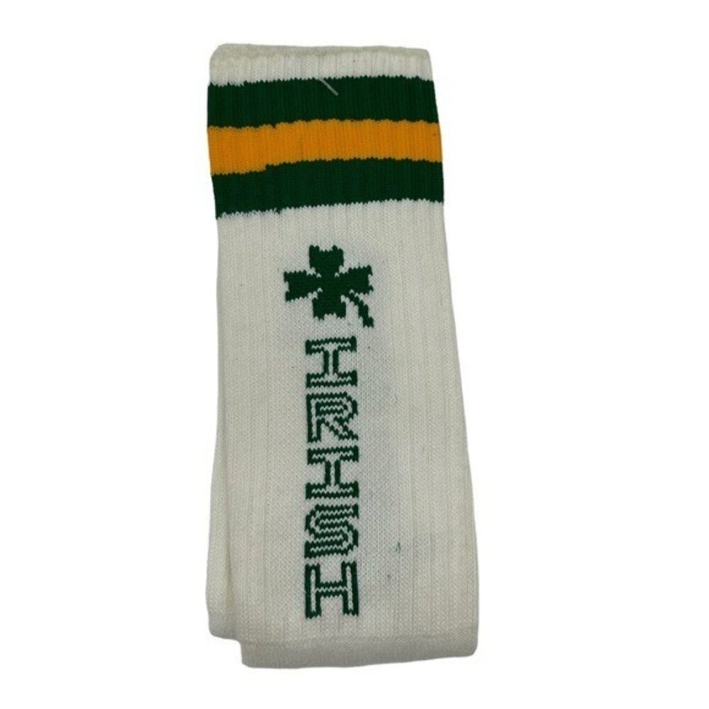 Top Sox Irish Ireland Shamrock Vintage Retro Tube Socks Women's M 80s 70s Stripe